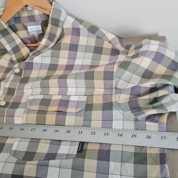 Columbia Omni Wick Short Sleeve Button Up Shirt Mens XXL Gray Plaid Cool - Picture 9 of 10